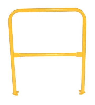 Vestil VDKR-3-BP-YL steel safety railing w welded baseplate shown from an alternate angle
