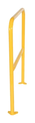 Vestil VDKR-3-BP-YL steel safety railing w welded baseplate shown from an alternate angle