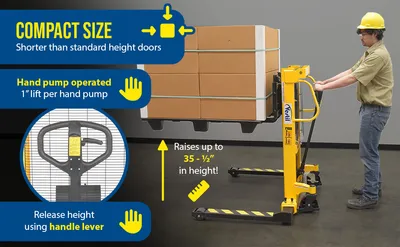 Vestil VHPS-2000-AA-35 manual & electric stacker feature highlights