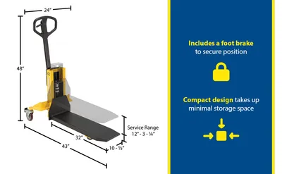 Vestil VHPS-NM-800-11 single fork skid positioner lifter feature highlights