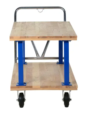 Vestil VHPT/D-2754 double & triple decker hardwood platform cart shown from an alternate angle