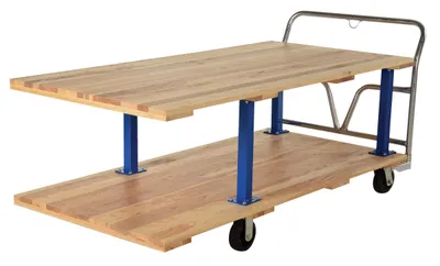 Vestil VHPT/D-3672 double & triple decker hardwood platform cart shown from an alternate angle