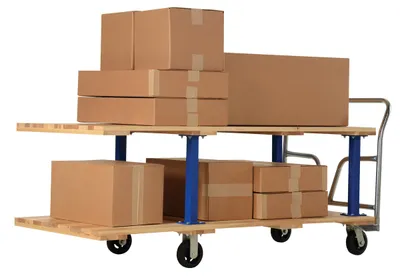 Vestil VHPT/D-3672 double & triple decker hardwood platform cart shown from an alternate angle