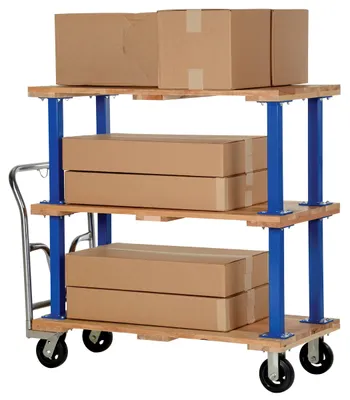 Vestil VHPT/TD-2448 double & triple decker hardwood platform cart shown from an alternate angle