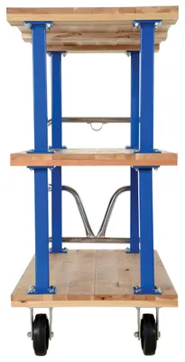 Vestil VHPT/TD-2448 double & triple decker hardwood platform cart shown from an alternate angle