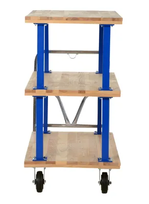 Vestil VHPT/TD-2754 double & triple decker hardwood platform cart shown from an alternate angle