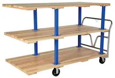 Vestil VHPT/TD-3672 double & triple decker hardwood platform cart shown from an alternate angle