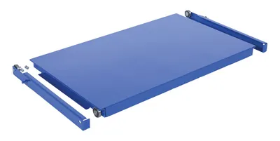 Vestil VRSOR-60-SLF heavy duty roll-out shelving shown from an alternate angle