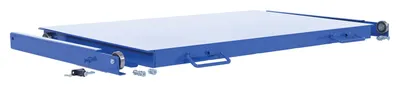 Vestil VRSOR-60-SLF heavy duty roll-out shelving shown from an alternate angle