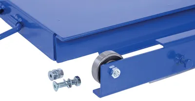 Vestil VRSOR-60-SLF heavy duty roll-out shelving shown from an alternate angle