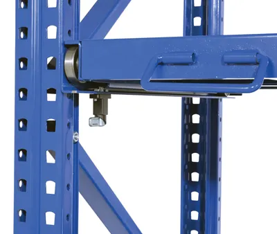 Vestil VRSOR-60 heavy duty roll-out shelving shown from an alternate angle