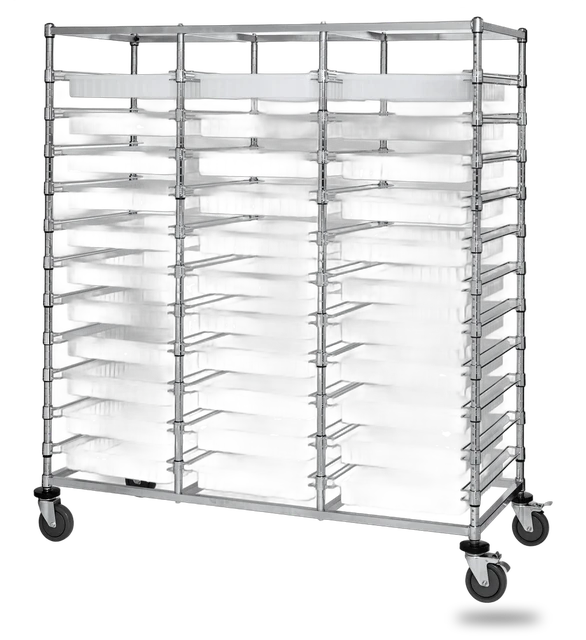 Quantum BC216069M2TCL Mobile Bin Cart, 24"W x 60"L x 69"H, 1200 lb capacity, Chrome