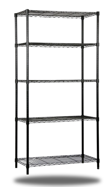 Quantum WR86-3672BK-5 Wire Shelving Starter Kit, 72"W x 36"D x 86"H, 600-800 lb capacity, Black