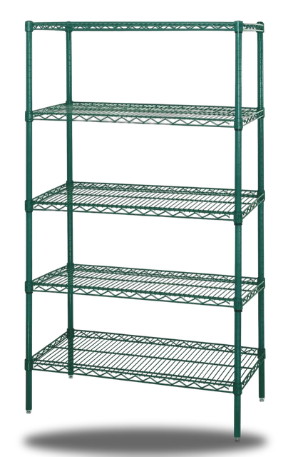 Quantum WR86-3672P-5 Wire Shelving Starter Kit, 72"W x 36"D x 86"H, 600-800 lb capacity, Green