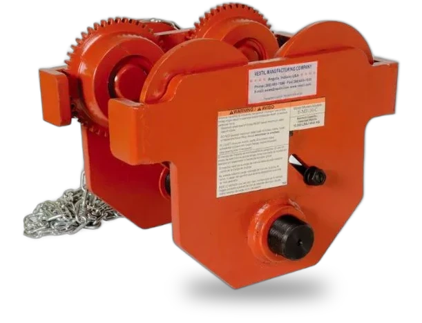 Vestil E-MT-10-C Steel Geared Eye Manual Trolley