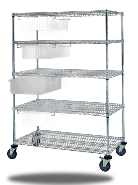 Quantum WRC5-63-2460-93060CL Bin Cart System, 60"W x 24"D x 69"H, 1200 lb capacity, Chrome