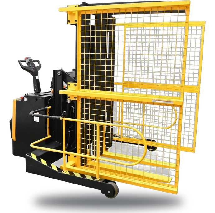 Vestil Steel Portable Pallet Inverter With Cage 32 In. to 76 In Fork Opening 3,000 Lb. Capacity Yellow/Black