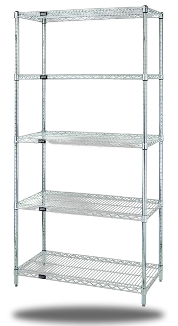 Quantum WR86-3672S-5 Wire Shelving Starter Kit, 72"W x 36"D x 86"H, 600-800 lb capacity, Stainless