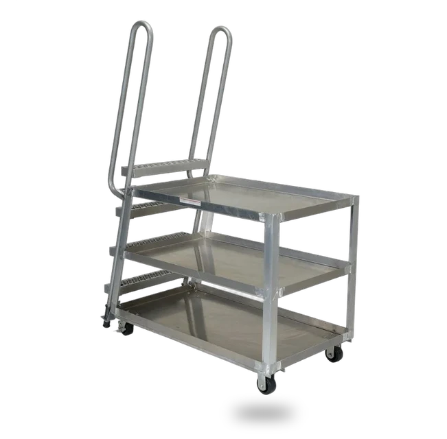 Vestil SPA-HD-2852 Aluminum High Duty Stock Picker Truck with Steel Ladder