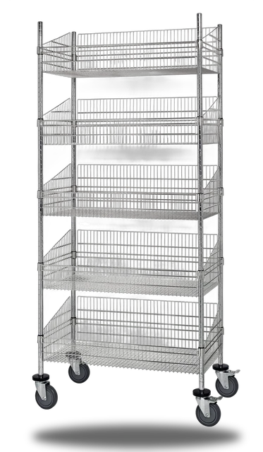 Quantum WR63-BSK2448C Post Basket Unit, 48"W x 24"D x 63"H, 600-800 lb capacity, Chrome