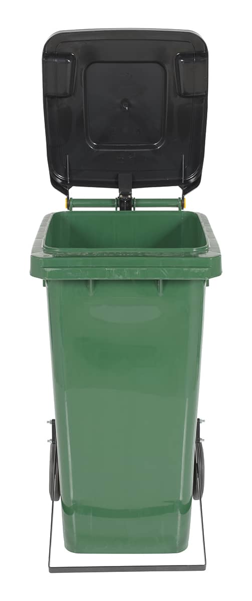 - Th-32-Grn-Fl Green Poly Trash Can 32 Gal W/ Lid Lift - Material Handling