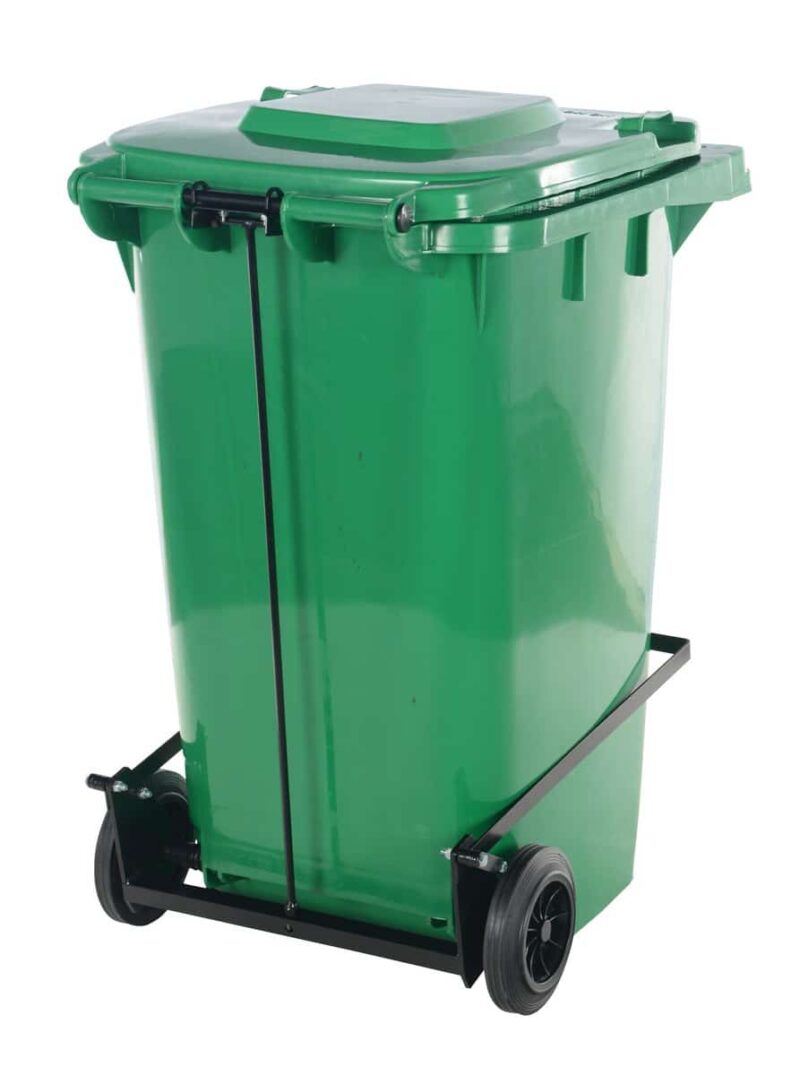 - Th-64-Grn-Fl Green Poly Trash Can 64 Gal W/ Lid Lift - Material Handling