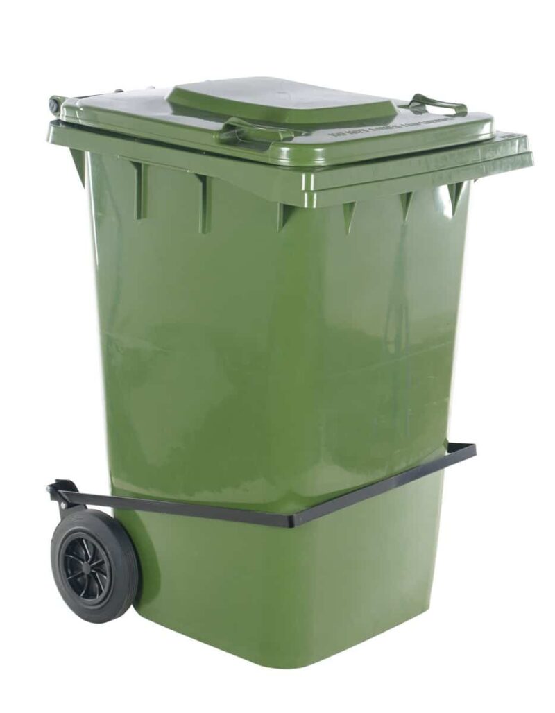 - Th-95-Grn-Fl Green Poly Trash Can 95 Gal W/ Lid Lift - Material Handling