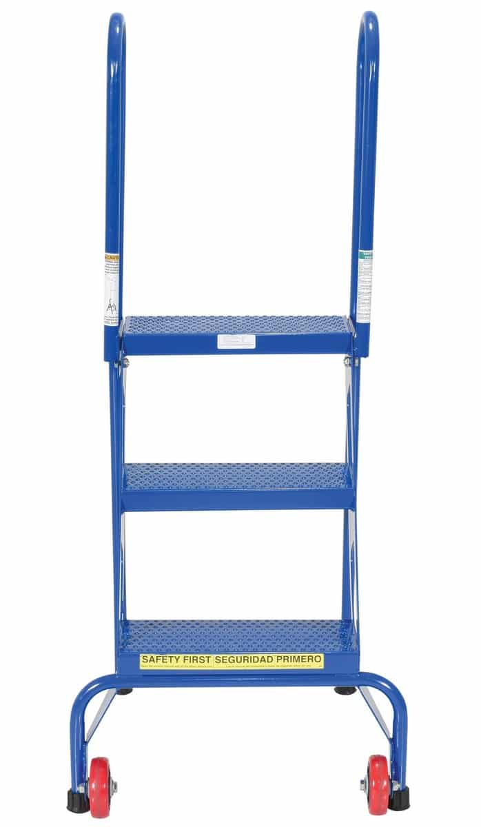 - Flad-3 Folding 3 Step Ladder With Wheels - Material Handling