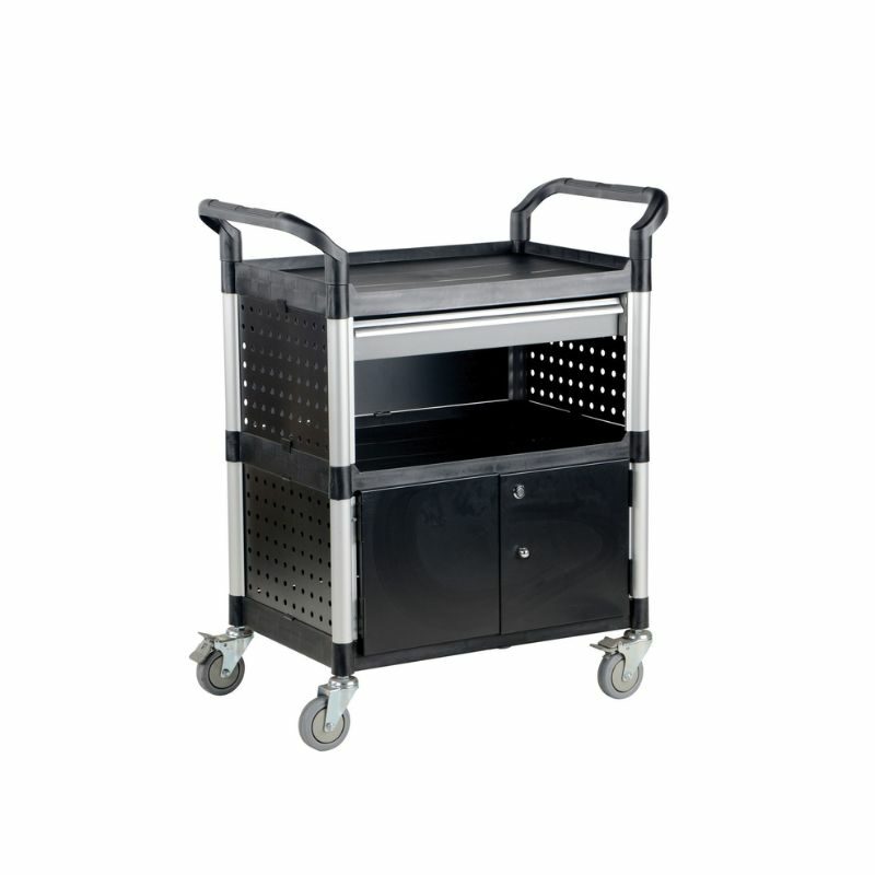 Vestil CSC-DD Steel Commercial Cart with Doors and 3 Shelves