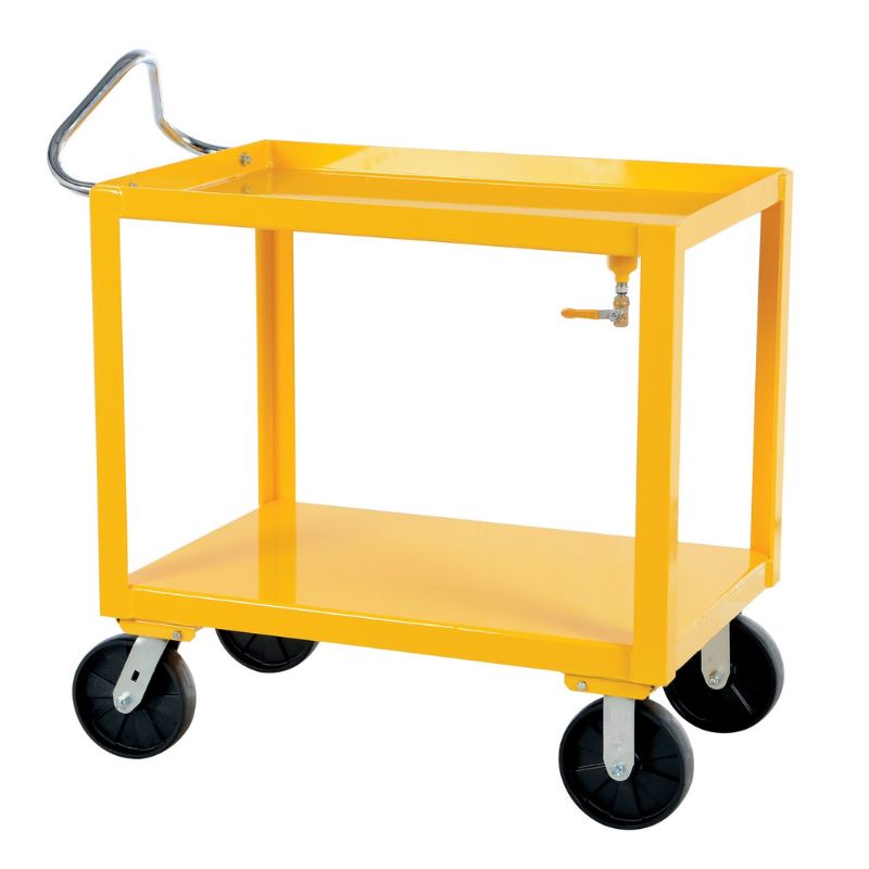 Vestil DH-PH4-2436-D Steel 24 In. x 36 In. Platform Heavy Duty Ergo Handle Cart with GFN Casters and Drain
