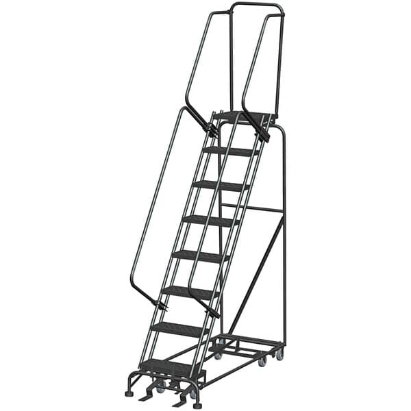 Ballymore Pip-8 8-Step Gray Steel All-Direction Rolling Safety Ladder - Ballymore Pip-8 8-Step Gray Steel All-Direction Rolling Safety Ladder - Material Handling