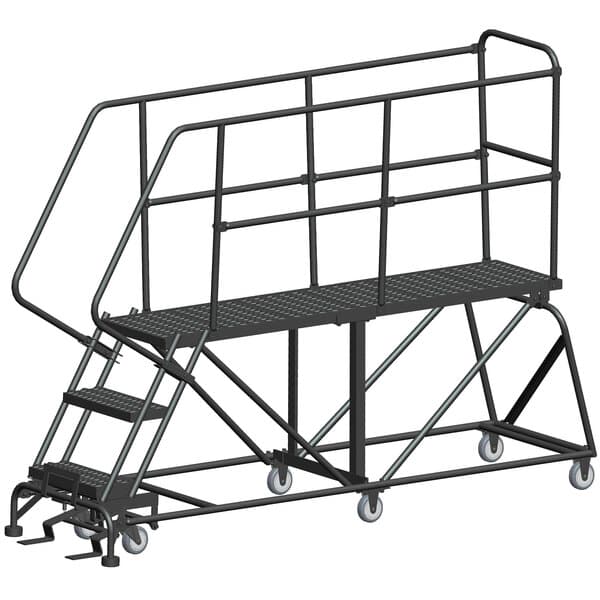 Ballymore Sep3-2472 3-Step Heavy-Duty Steel Mobile Work Platform With Handrails - Ballymore Sep3-2472 3-Step Heavy-Duty Steel Mobile Work Platform With Handrails - Material Handling
