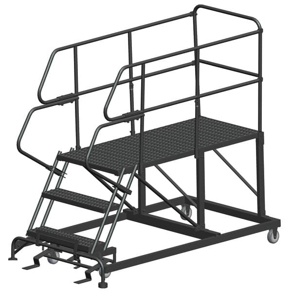 Ballymore Sep3-3660 3-Step Heavy-Duty Steel Mobile Work Platform With Handrails