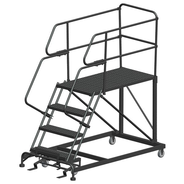 Ballymore SEP4-3648 4-Step Heavy-Duty Steel Mobile Work Platform with Handrails