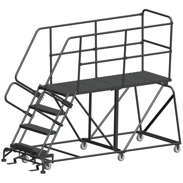 Ballymore Sep4-3672 4-Step Heavy-Duty Steel Mobile Work Platform With Handrails - Ballymore Sep4-3672 4-Step Heavy-Duty Steel Mobile Work Platform With Handrails - Material Handling