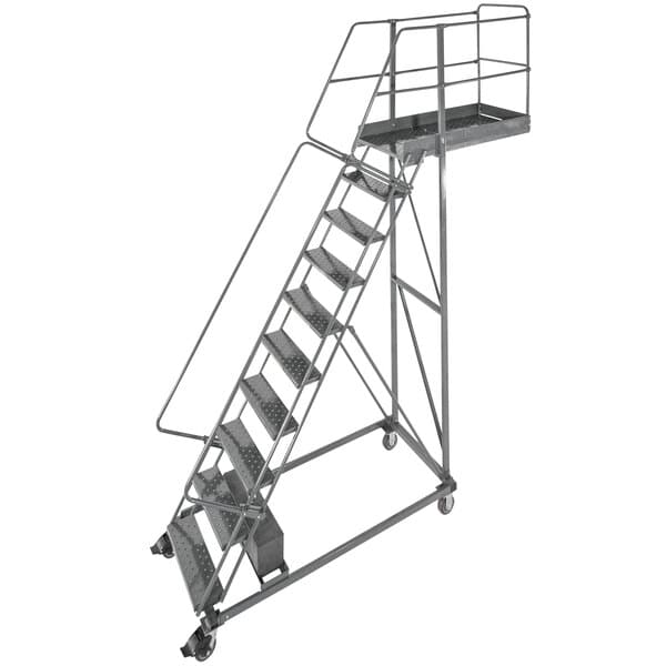 Ballymore Cl-10-14 10-Step Heavy-Duty Steel Rolling Cantilever Ladder - Ballymore Cl-10-14 10-Step Heavy-Duty Steel Rolling Cantilever Ladder - Material Handling