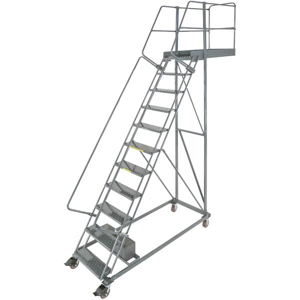 Ballymore Cl-12-14 12-Step Heavy-Duty Steel Rolling Cantilever Ladder - Ballymore Cl-12-14 12-Step Heavy-Duty Steel Rolling Cantilever Ladder - Material Handling
