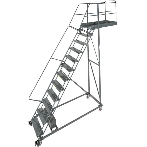 Ballymore Cl-12-42 12-Step Heavy-Duty Steel Rolling Cantilever Ladder - Ballymore Cl-12-42 12-Step Heavy-Duty Steel Rolling Cantilever Ladder - Material Handling