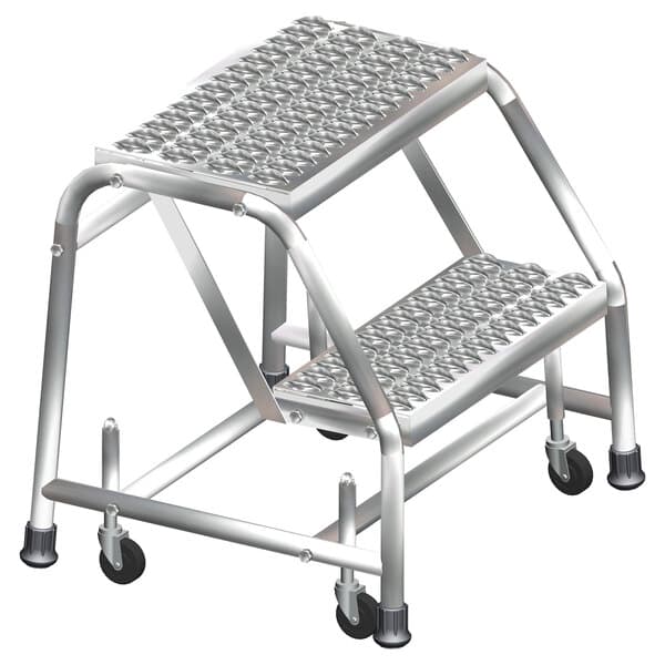 Ballymore Ss2N30 2-Step Stainless Steel Rolling Step Stool With Spring Loaded Casters - Ballymore Ss2N30 2-Step Stainless Steel Rolling Step Stool With Spring Loaded Casters - Material Handling