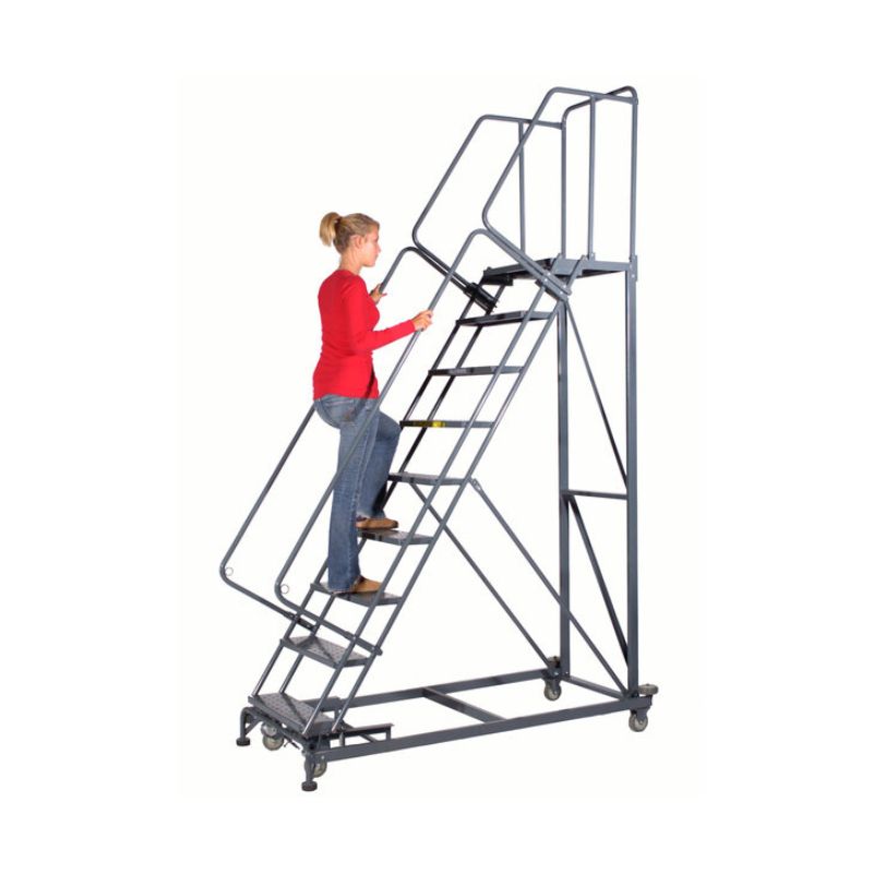Ballymore ML093221 Monster Line 9-Step Gray Steel Extra Heavy-Duty Rolling Safety Ladder