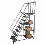 Ballymore SPL-7-14 7-Step Gray Steel Rolling Safety Ladder-Stock Picking Cart