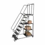 Ballymore SPL-7-14N 7-Step Gray Steel Rolling Safety Ladder-Stock Picking Cart
