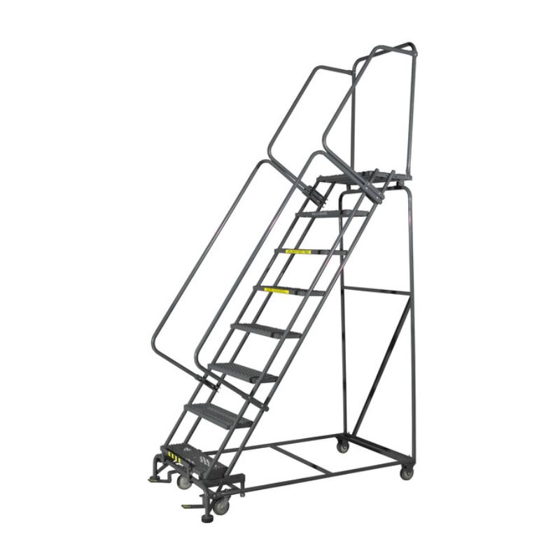 Ballymore SW832 8-Step Gray Steel 50-Degree Slope Walk Down Rolling Ladder