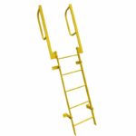 Ballymore WLFS0207-Y 7-Rung Yellow Steel Fixed Safety Ladder with Walk-Thru Guardrails