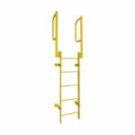 Ballymore WLFS0207-Y 7-Rung Yellow Steel Fixed Safety Ladder with Walk-Thru Guardrails