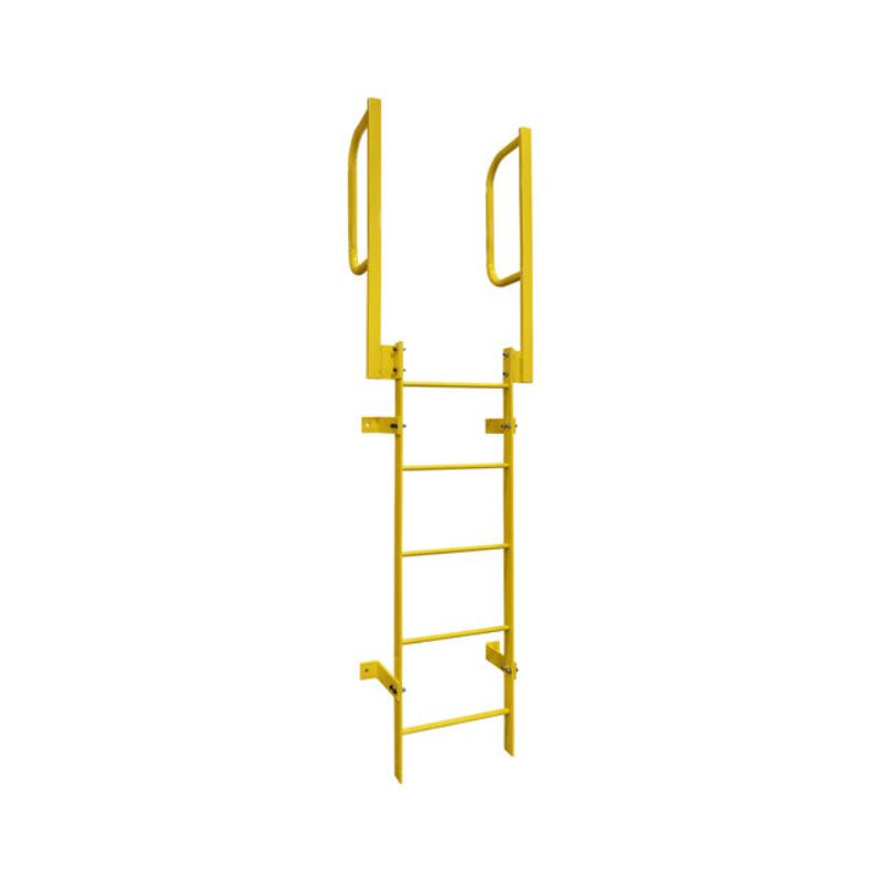 Ballymore WLFS0208-Y 8-Rung Yellow Steel Fixed Safety Ladder with Walk-Thru Guardrails