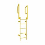 Ballymore WLFS0217-Y 17-Rung Yellow Steel Fixed Safety Ladder with Walk-Thru Guardrails