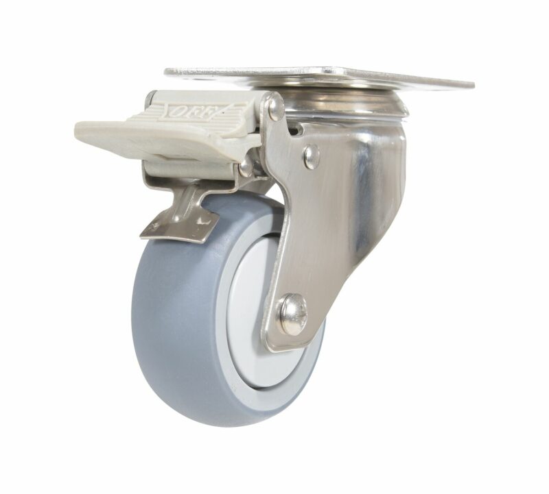 Thermoplastic Rubber Swivel With Total Brake Caster - Vestil Cst-E-Ss-3X1Tpr-Swtb Thermoplastic Rubber Swivel With Total Brake Caster - Material Handling