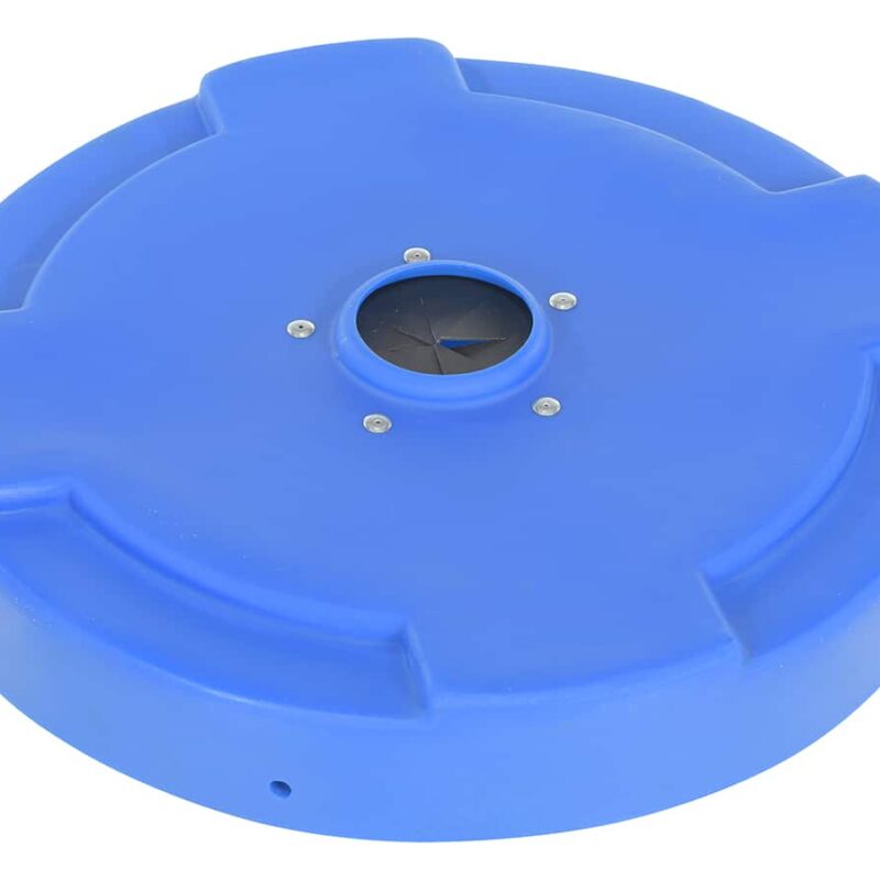 Vestil DC-P-55-CANF-BU Low-Density Polyethylene Drum Recycling Lid with Flaps Closed