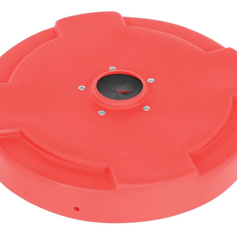 Vestil DC-P-55-CANF-RD Low-Density Polyethylene Drum Recycling Lid with Flaps Closed